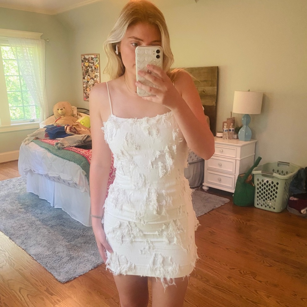 MILLY Frayed Jacquard Mini Slip Dress